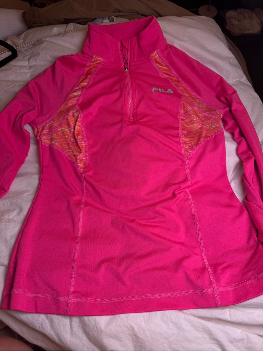 Fila Hot Pink Running Quarter-Zip Jacket with Logo